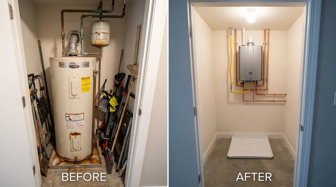 Tank water heater versus wall-mounted tankless unit comparison for Vandalia, OH homeowners